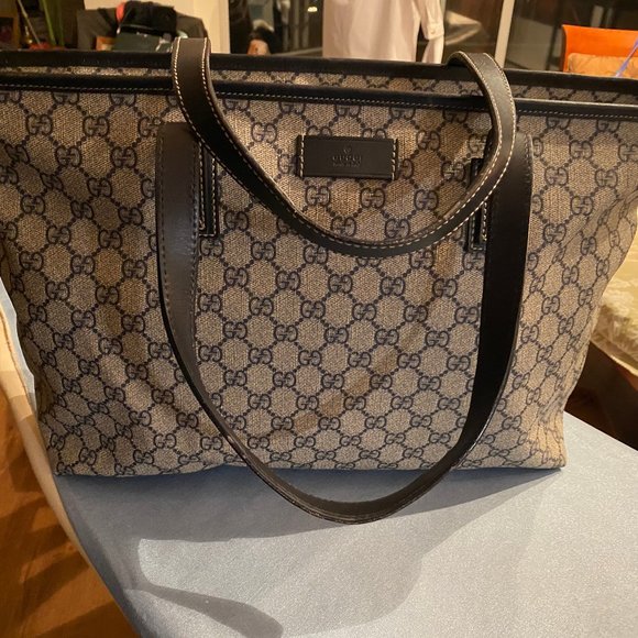 Gucci Handbags - Vintage GUCCI GG Pattern PVC Leather Tote BLK-GUC